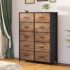 imageYITAHOME 10Drawer Dresser Fabric Storage Tower Tall Dresser for Living Room Hallway Closets Sturdy Steel Frame Wooden Top Easy Pull Fabric BinsAgraphite