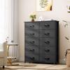 imageYITAHOME 10Drawer Dresser Fabric Storage Tower Tall Dresser for Living Room Hallway Closets Sturdy Steel Frame Wooden Top Easy Pull Fabric BinsBlack
