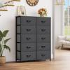 imageYITAHOME 10Drawer Dresser Fabric Storage Tower Tall Dresser for Living Room Hallway Closets Sturdy Steel Frame Wooden Top Easy Pull Fabric BinsBlack Grey