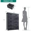 imageYITAHOME 10Drawer Dresser Fabric Storage Tower Tall Dresser for Living Room Hallway Closets Sturdy Steel Frame Wooden Top Easy Pull Fabric BinsBlack Wood Grain