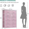 imageYITAHOME 10Drawer Dresser Fabric Storage Tower Tall Dresser for Living Room Hallway Closets Sturdy Steel Frame Wooden Top Easy Pull Fabric BinsCool Pink