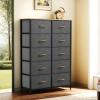 imageYITAHOME 10Drawer Dresser Fabric Storage Tower Tall Dresser for Living Room Hallway Closets Sturdy Steel Frame Wooden Top Easy Pull Fabric BinsDark Grey