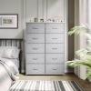 imageYITAHOME 10Drawer Dresser Fabric Storage Tower Tall Dresser for Living Room Hallway Closets Sturdy Steel Frame Wooden Top Easy Pull Fabric BinsDark Gray