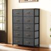 imageYITAHOME 10Drawer Dresser Fabric Storage Tower Tall Dresser for Living Room Hallway Closets Sturdy Steel Frame Wooden Top Easy Pull Fabric BinsDark Grey
