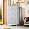 imageYITAHOME 4 Drawer Dresser  Fabric Cloth Dresser Dressers ampamp Chests of Drawers for Bedroom Living Room Hallway Closets  Sturdy Steel Frame Wooden Top ampamp Easy Pull Fabric BinsWhite