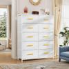 imageYITAHOME 4 Drawer Dresser  Fabric Cloth Dresser Dressers ampamp Chests of Drawers for Bedroom Living Room Hallway Closets  Sturdy Steel Frame Wooden Top ampamp Easy Pull Fabric BinsAntique White