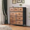 imageYITAHOME 4 Drawer Dresser  Fabric Cloth Dresser Dressers ampamp Chests of Drawers for Bedroom Living Room Hallway Closets  Sturdy Steel Frame Wooden Top ampamp Easy Pull Fabric BinsRustic Brown Fabric