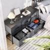 imageYITAHOME 4 Drawer Dresser  Fabric Cloth Dresser Dressers ampamp Chests of Drawers for Bedroom Living Room Hallway Closets  Sturdy Steel Frame Wooden Top ampamp Easy Pull Fabric BinsCool Black Wood Grain