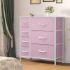 imageYITAHOME 4 Drawer Dresser  Fabric Cloth Dresser Dressers ampamp Chests of Drawers for Bedroom Living Room Hallway Closets  Sturdy Steel Frame Wooden Top ampamp Easy Pull Fabric BinsCool Pink Fabric