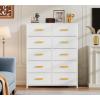 imageYITAHOME 4 Drawer Dresser  Fabric Cloth Dresser Dressers ampamp Chests of Drawers for Bedroom Living Room Hallway Closets  Sturdy Steel Frame Wooden Top ampamp Easy Pull Fabric BinsAntique White