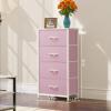 imageYITAHOME 4 Drawer Dresser  Fabric Cloth Dresser Dressers ampamp Chests of Drawers for Bedroom Living Room Hallway Closets  Sturdy Steel Frame Wooden Top ampamp Easy Pull Fabric BinsPink