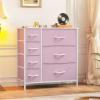 imageYITAHOME 4 Drawer Dresser  Fabric Cloth Dresser Dressers ampamp Chests of Drawers for Bedroom Living Room Hallway Closets  Sturdy Steel Frame Wooden Top ampamp Easy Pull Fabric BinsCool Pink Fabric