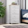 imageYITAHOME 4 Drawer Dresser  Fabric Cloth Dresser Dressers ampamp Chests of Drawers for Bedroom Living Room Hallway Closets  Sturdy Steel Frame Wooden Top ampamp Easy Pull Fabric BinsPale Gray