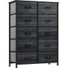 imageYITAHOME 4 Drawer Dresser  Fabric Cloth Dresser Dressers ampamp Chests of Drawers for Bedroom Living Room Hallway Closets  Sturdy Steel Frame Wooden Top ampamp Easy Pull Fabric BinsCool Black Wood Grain