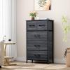 imageYITAHOME 4 Drawer Dresser  Fabric Cloth Dresser Dressers ampamp Chests of Drawers for Bedroom Living Room Hallway Closets  Sturdy Steel Frame Wooden Top ampamp Easy Pull Fabric BinsBlack Wood Grain