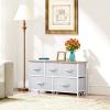 imageYITAHOME 4 Drawer Dresser  Fabric Cloth Dresser Dressers ampamp Chests of Drawers for Bedroom Living Room Hallway Closets  Sturdy Steel Frame Wooden Top ampamp Easy Pull Fabric BinsCool Light Grey
