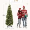 imageYITAHOME 45ft Potted Prelit Flocked Pencil Christmas Tree PreDecorated Slim Arctic Fir with 358 PE ampamp PVC Mixed Branch Tips and 100 Lights 11 PreDecorated Red Berries for Home Office DecorationGreen