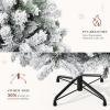 imageYITAHOME 45ft Potted Prelit Flocked Pencil Christmas Tree PreDecorated Slim Arctic Fir with 358 PE ampamp PVC Mixed Branch Tips and 100 Lights 11 PreDecorated Red Berries for Home Office DecorationWhite