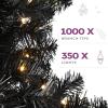 imageYITAHOME 45ft Potted Prelit Flocked Pencil Christmas Tree PreDecorated Slim Arctic Fir with 358 PE ampamp PVC Mixed Branch Tips and 100 Lights 11 PreDecorated Red Berries for Home Office DecorationBlack