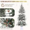 imageYITAHOME 45ft Potted Prelit Flocked Pencil Christmas Tree PreDecorated Slim Arctic Fir with 358 PE ampamp PVC Mixed Branch Tips and 100 Lights 11 PreDecorated Red Berries for Home Office DecorationFlocked White