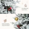 imageYITAHOME 45ft Potted Prelit Flocked Pencil Christmas Tree PreDecorated Slim Arctic Fir with 358 PE ampamp PVC Mixed Branch Tips and 100 Lights 11 PreDecorated Red Berries for Home Office DecorationFlocked White