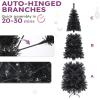 imageYITAHOME 45ft Potted Prelit Flocked Pencil Christmas Tree PreDecorated Slim Arctic Fir with 358 PE ampamp PVC Mixed Branch Tips and 100 Lights 11 PreDecorated Red Berries for Home Office DecorationBlack
