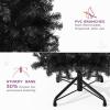 imageYITAHOME 45ft Potted Prelit Flocked Pencil Christmas Tree PreDecorated Slim Arctic Fir with 358 PE ampamp PVC Mixed Branch Tips and 100 Lights 11 PreDecorated Red Berries for Home Office DecorationBlack