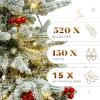 imageYITAHOME 45ft Potted Prelit Flocked Pencil Christmas Tree PreDecorated Slim Arctic Fir with 358 PE ampamp PVC Mixed Branch Tips and 100 Lights 11 PreDecorated Red Berries for Home Office DecorationFlocked White