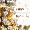 imageYITAHOME 45ft Potted Prelit Flocked Pencil Christmas Tree PreDecorated Slim Arctic Fir with 358 PE ampamp PVC Mixed Branch Tips and 100 Lights 11 PreDecorated Red Berries for Home Office DecorationWhite