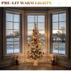 imageYITAHOME 45ft Potted Prelit Flocked Pencil Christmas Tree PreDecorated Slim Arctic Fir with 358 PE ampamp PVC Mixed Branch Tips and 100 Lights 11 PreDecorated Red Berries for Home Office DecorationFlocked White