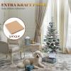 imageYITAHOME 45ft Potted Prelit Flocked Pencil Christmas Tree PreDecorated Slim Arctic Fir with 358 PE ampamp PVC Mixed Branch Tips and 100 Lights 11 PreDecorated Red Berries for Home Office DecorationFlocked White