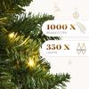 imageYITAHOME 45ft Potted Prelit Flocked Pencil Christmas Tree PreDecorated Slim Arctic Fir with 358 PE ampamp PVC Mixed Branch Tips and 100 Lights 11 PreDecorated Red Berries for Home Office DecorationGreen