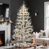 imageYITAHOME 6FT Prelit Slim Fraser Grande Christmas Tree with Remote Control Artificial Hinged Drooping Pencil Prelit Holiday Christmas Tree w 1628 Mixed PE ampamp PVC Tips 300 Lights ampamp 11 Light ModesWhite
