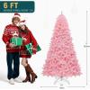 imageYITAHOME 6FT Prelit Slim Fraser Grande Christmas Tree with Remote Control Artificial Hinged Drooping Pencil Prelit Holiday Christmas Tree w 1628 Mixed PE ampamp PVC Tips 300 Lights ampamp 11 Light ModesPink