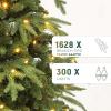 imageYITAHOME 6FT Prelit Slim Fraser Grande Christmas Tree with Remote Control Artificial Hinged Drooping Pencil Prelit Holiday Christmas Tree w 1628 Mixed PE ampamp PVC Tips 300 Lights ampamp 11 Light ModesGreen With Pe Tips
