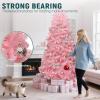 imageYITAHOME 6FT Prelit Slim Fraser Grande Christmas Tree with Remote Control Artificial Hinged Drooping Pencil Prelit Holiday Christmas Tree w 1628 Mixed PE ampamp PVC Tips 300 Lights ampamp 11 Light ModesPink