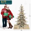 imageYITAHOME 6FT Prelit Slim Fraser Grande Christmas Tree with Remote Control Artificial Hinged Drooping Pencil Prelit Holiday Christmas Tree w 1628 Mixed PE ampamp PVC Tips 300 Lights ampamp 11 Light ModesWhite Flocked