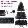 imageYITAHOME 6ft Prelit Halloween Hinged Christmas Tree with Remote Control Prelit Black Artificial Christmas Tree for Home Office Party Decoration with 820 Branch Tips and 250 Lights