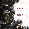 imageYITAHOME 6ft Prelit Halloween Hinged Christmas Tree with Remote Control Prelit Black Artificial Christmas Tree for Home Office Party Decoration with 820 Branch Tips and 250 Lights