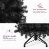 imageYITAHOME 6ft Prelit Halloween Hinged Christmas Tree with Remote Control Prelit Black Artificial Christmas Tree for Home Office Party Decoration with 820 Branch Tips and 250 Lights