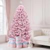 imageYITAHOME 75 FT Prelit Pink Flocked Christmas Tree PreLit Pink Spruce Artificial Christmas Tree with 1346 PVC Flocked Tips and 550 WarmWhite Lights for Home Office DecorationPink
