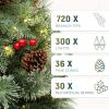 imageYITAHOME 75 FT Prelit Pink Flocked Christmas Tree PreLit Pink Spruce Artificial Christmas Tree with 1346 PVC Flocked Tips and 550 WarmWhite Lights for Home Office DecorationGreen With Predecorated Pine Cone
