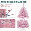 imageYITAHOME 75 FT Prelit Pink Flocked Christmas Tree PreLit Pink Spruce Artificial Christmas Tree with 1346 PVC Flocked Tips and 550 WarmWhite Lights for Home Office DecorationPink