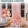 imageYITAHOME 75 FT Prelit Pink Flocked Christmas Tree PreLit Pink Spruce Artificial Christmas Tree with 1346 PVC Flocked Tips and 550 WarmWhite Lights for Home Office DecorationPink