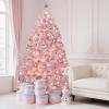 imageYITAHOME 75 FT Prelit Pink Flocked Christmas Tree PreLit Pink Spruce Artificial Christmas Tree with 1346 PVC Flocked Tips and 550 WarmWhite Lights for Home Office DecorationPink