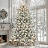imageYITAHOME 75 FT Prelit Pink Flocked Christmas Tree PreLit Pink Spruce Artificial Christmas Tree with 1346 PVC Flocked Tips and 550 WarmWhite Lights for Home Office DecorationFlocked White