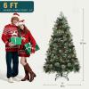 imageYITAHOME 75 FT Prelit Pink Flocked Christmas Tree PreLit Pink Spruce Artificial Christmas Tree with 1346 PVC Flocked Tips and 550 WarmWhite Lights for Home Office DecorationGreen With Predecorated Pine Cone