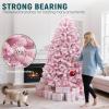 imageYITAHOME 75 FT Prelit Pink Flocked Christmas Tree PreLit Pink Spruce Artificial Christmas Tree with 1346 PVC Flocked Tips and 550 WarmWhite Lights for Home Office DecorationPink