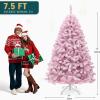 imageYITAHOME 75 FT Prelit Pink Flocked Christmas Tree PreLit Pink Spruce Artificial Christmas Tree with 1346 PVC Flocked Tips and 550 WarmWhite Lights for Home Office DecorationPink