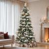 imageYITAHOME 75 FT Prelit Pink Flocked Christmas Tree PreLit Pink Spruce Artificial Christmas Tree with 1346 PVC Flocked Tips and 550 WarmWhite Lights for Home Office DecorationGreen With Partial Flocked
